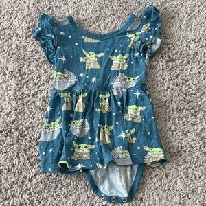 little sleepies Grogu Star Wars Baby Yoda Flutter Twitl Bodysuit Dress
